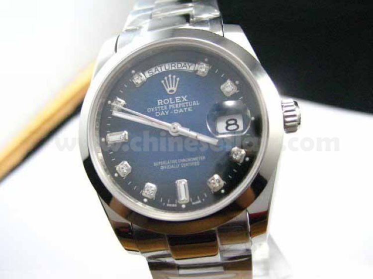 Rolex Daydate Stainless Steel Oyster Blue Diamond Watch